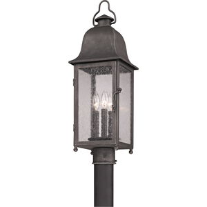 Pella 3 Light 25 inch Aged Pewter Post