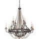 Menard 12 Light 38 inch Fossil Stone Chandelier Ceiling Light, 10ft of chain 12ft  wire
