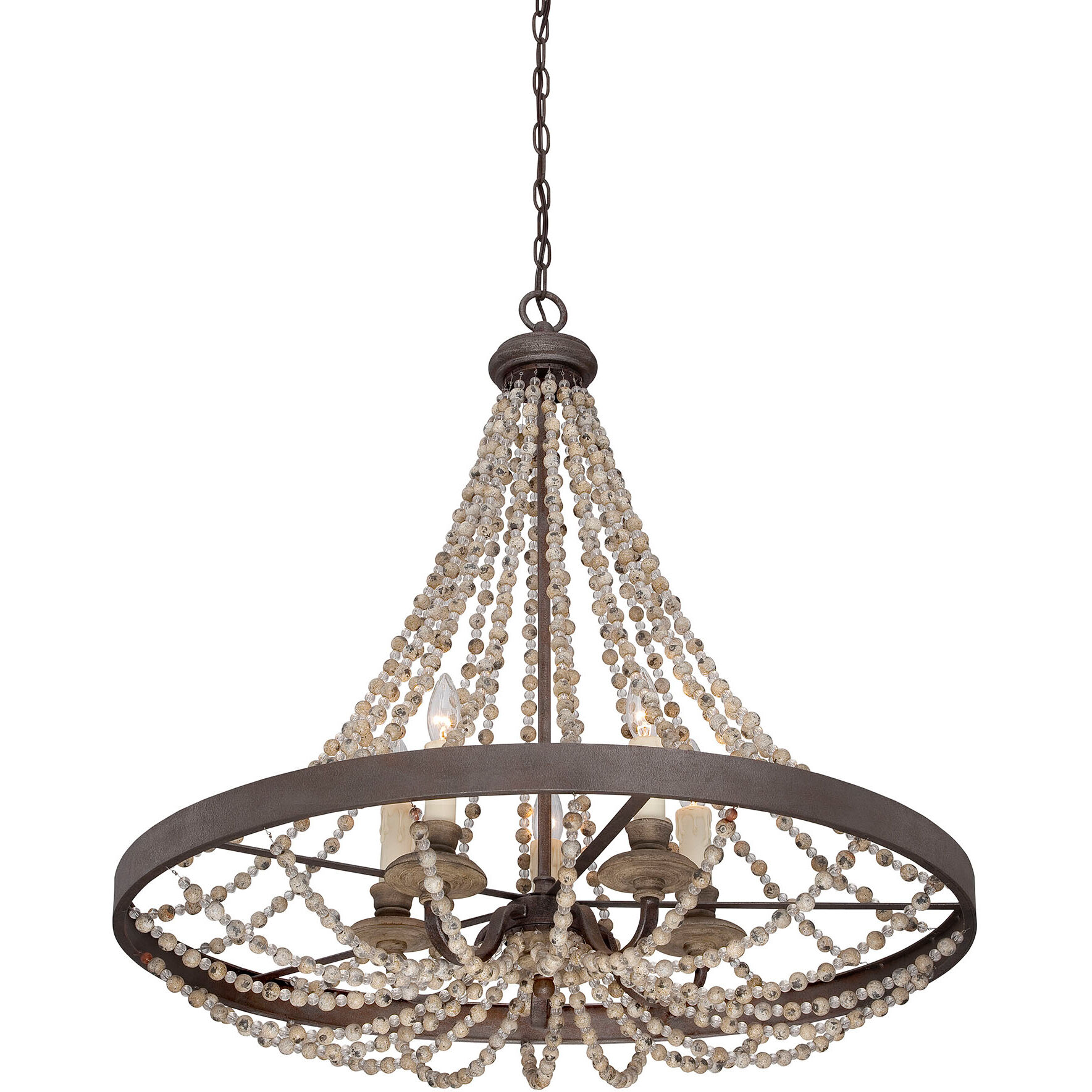 Menard 5 Light 30 inch Fossil Stone Pendant Ceiling Light