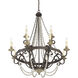 Menard 12 Light 38 inch Fossil Stone Chandelier Ceiling Light, 10ft of chain 12ft  wire