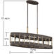 Little River 4 Light 36.13 inch Artisan Rust Linear Chandelier Ceiling Light
