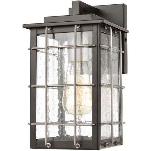 Huck 1 Light 11 inch Matte Black with Weathered Zinc Outdoor Wall Sconce