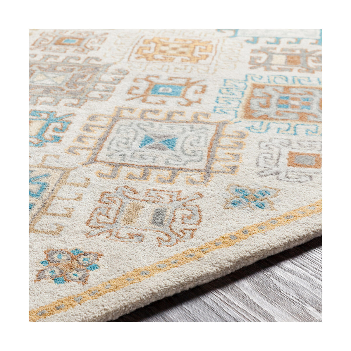 Olivia 36 X 24 inch Teal/Khaki/Dark Brown/Wheat/Taupe/Medium Gray Rugs, Rectangle