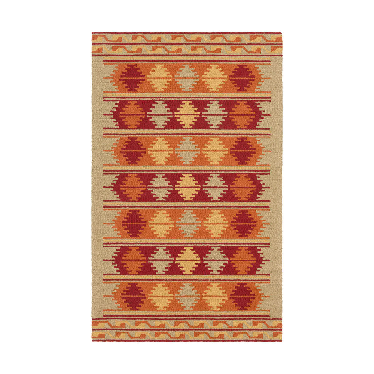 Esther 96 X 60 inch Moss/Burnt Orange/Dark Red/Bright Yellow Outdoor Rug, Rectangle