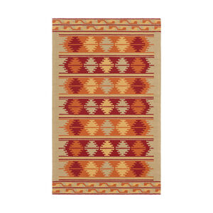 Esther 96 X 60 inch Moss/Burnt Orange/Dark Red/Bright Yellow Outdoor Rug, Rectangle