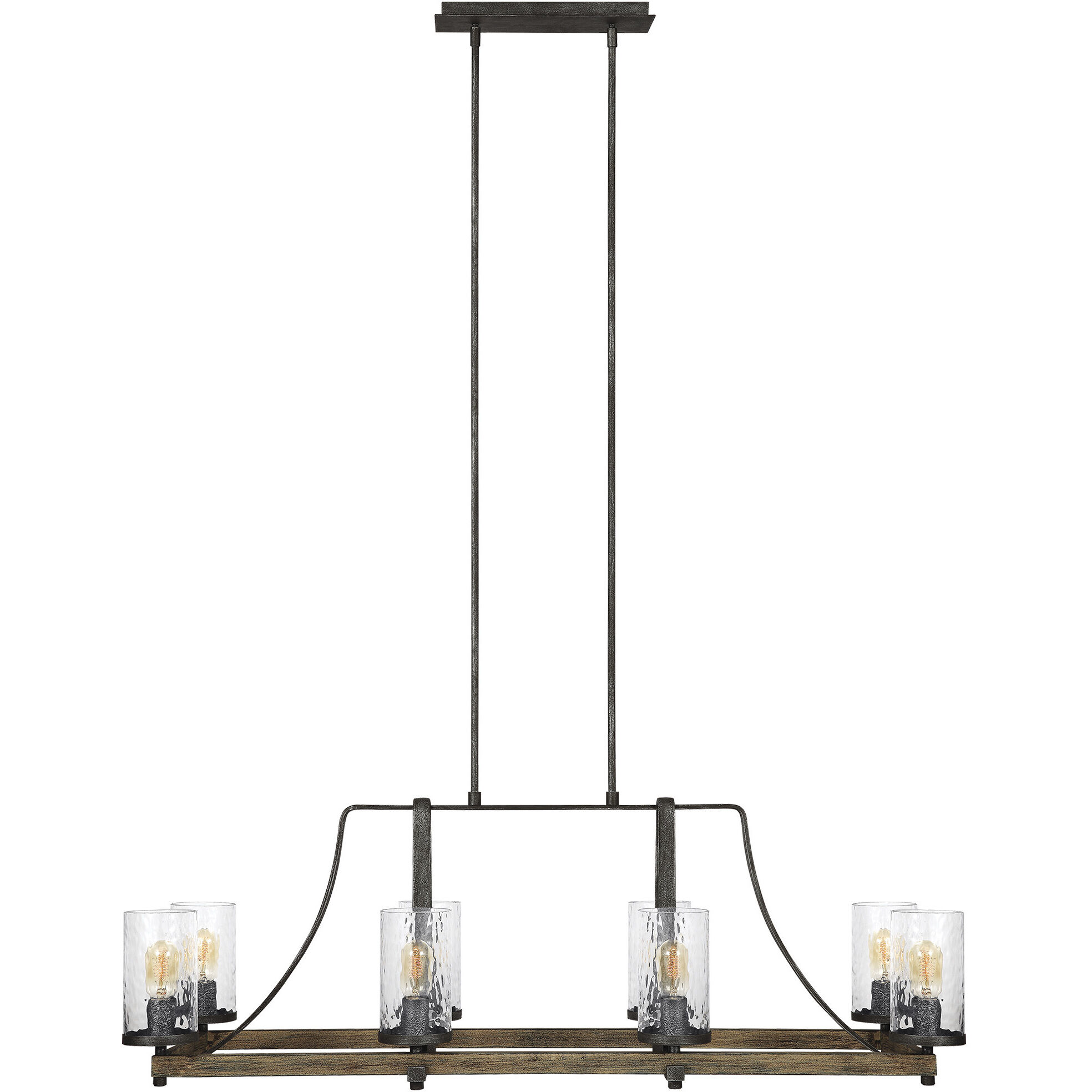 Lanesnoro 8 Light 16 inch Distressed Weathered Oak and Slated Grey Metal Chandelier Ceiling Light