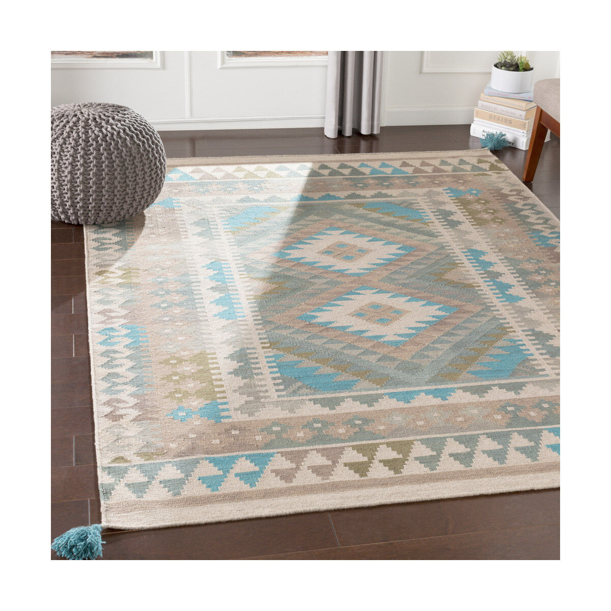Bodie 90 X 60 inch Sage/Camel/Taupe/Teal/Dark Brown Rugs, Rectangle