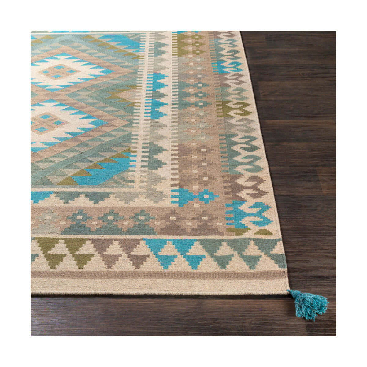 Bodie 90 X 60 inch Sage/Camel/Taupe/Teal/Dark Brown Rugs, Rectangle