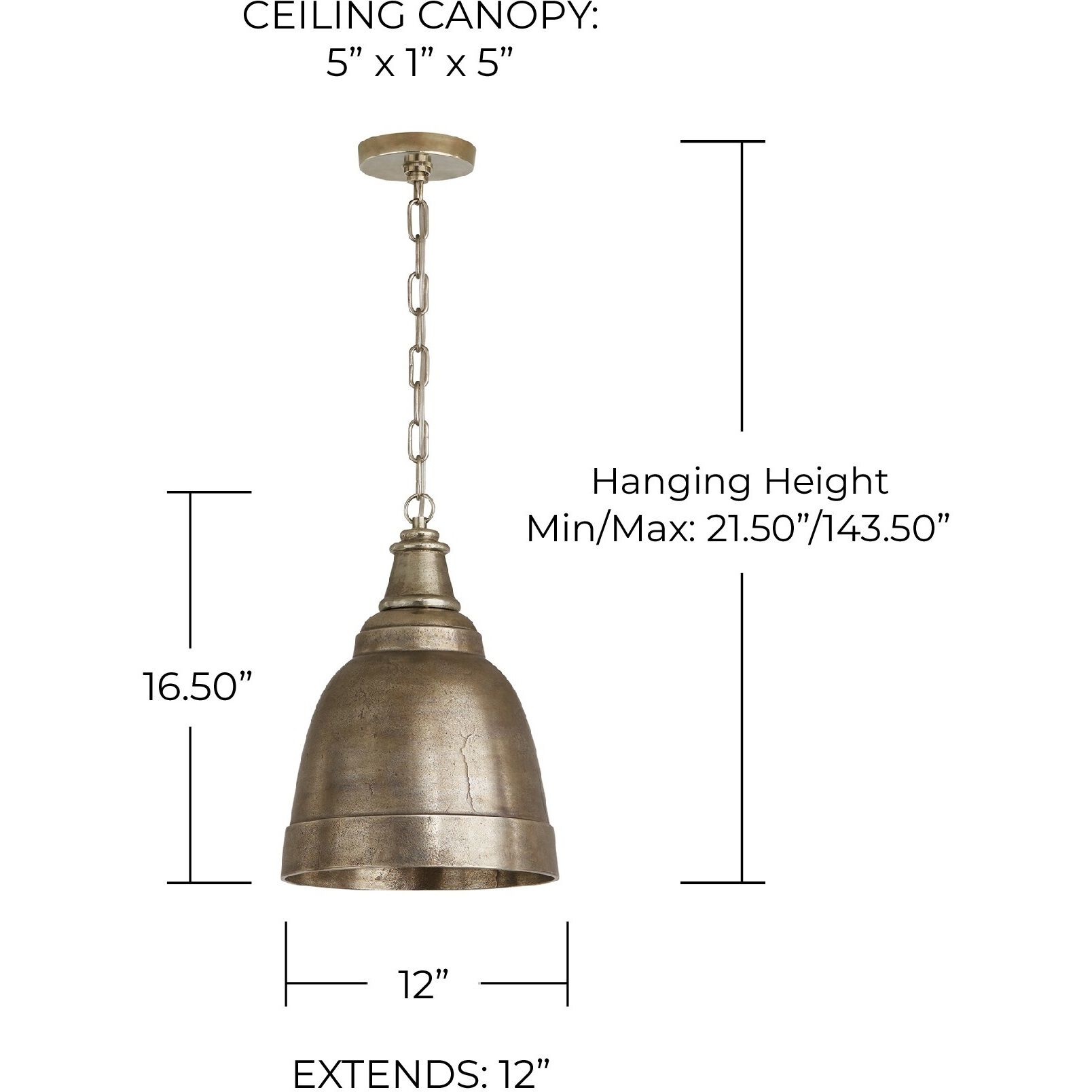 Regent 1 Light 12 inch Oxidized Nickel Pendant Ceiling Light