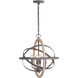 Chandler 4 Light 18 inch Iron and Wood Pendant Ceiling Light