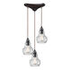 LaPorte 3 Light 10 inch Oil Rubbed Bronze Multi Pendant Ceiling Light