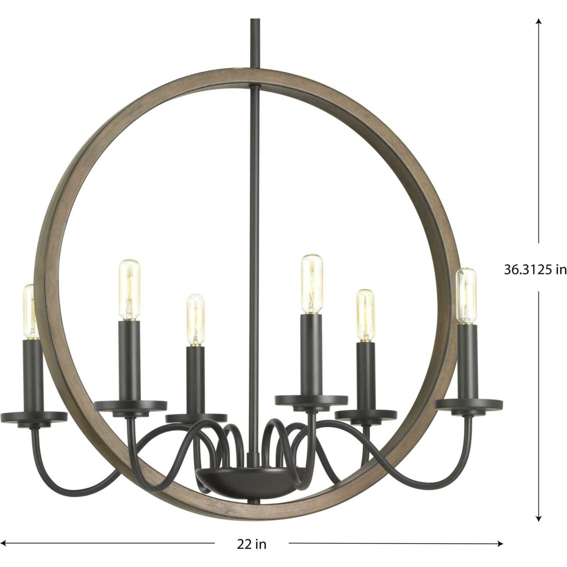 Monteagle 6 Light 22 inch Antique Bronze Chandelier Ceiling Light, Design Series