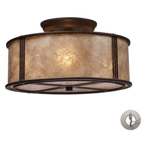 Kinsey 3 Light 13 inch Aged Bronze Semi Flush Mount Ceiling Light