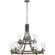Lanesnoro 9 Light 32.75 inch Distressed Weathered Oak and Slated Grey Metal Chandelier Ceiling Light