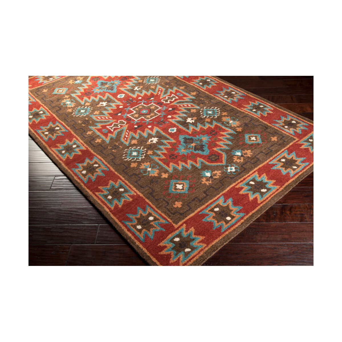 Bryndle 96 X 60 inch Dark Brown/Rust/Aqua/Camel/Khaki Rugs, Wool