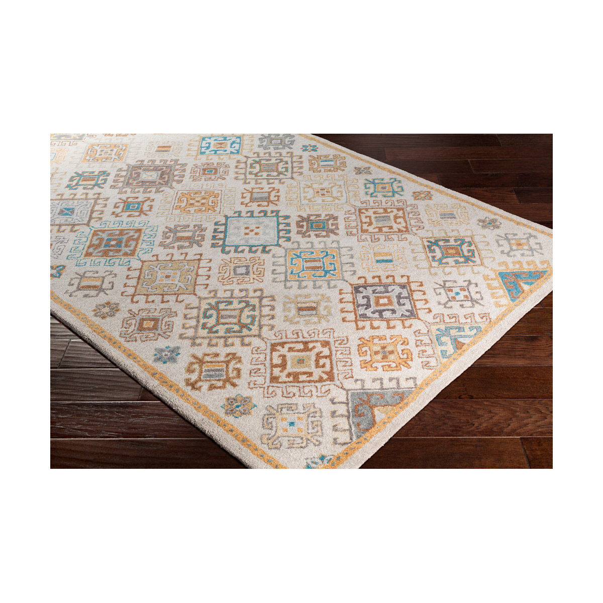 Olivia 120 X 96 inch Teal/Khaki/Dark Brown/Wheat/Taupe/Medium Gray Rugs, Rectangle