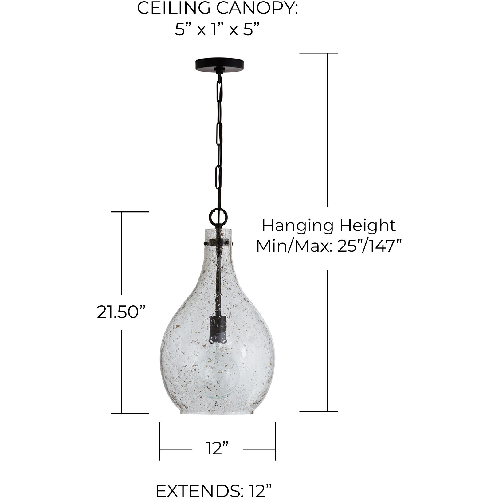 Chandler 1 Light 12 inch Matte Black Pendant Ceiling Light