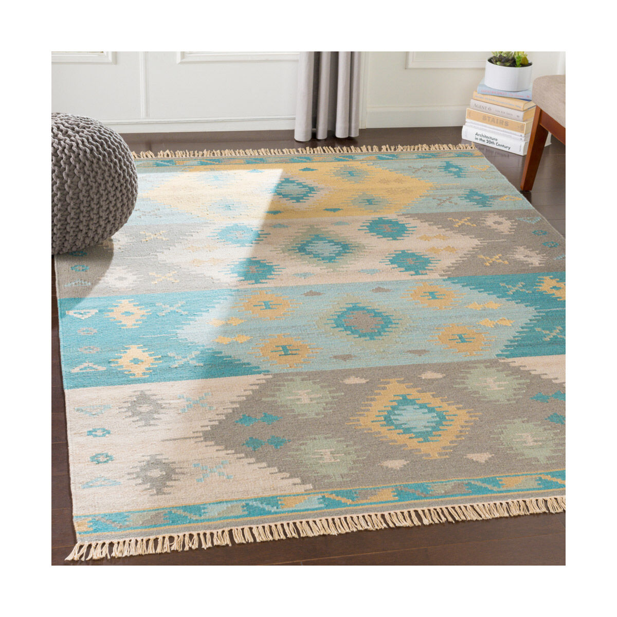Bodie 36 X 24 inch Aqua/Wheat/Sage/Taupe/Camel/Medium Gray/Beige Rugs, Rectangle