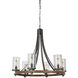 Lanesnoro 6 Light 30.5 inch Distressed Weathered Oak and Slated Grey Metal Chandelier Ceiling Light