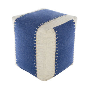 Fairhope Dark Blue/Ivory/White Pouf