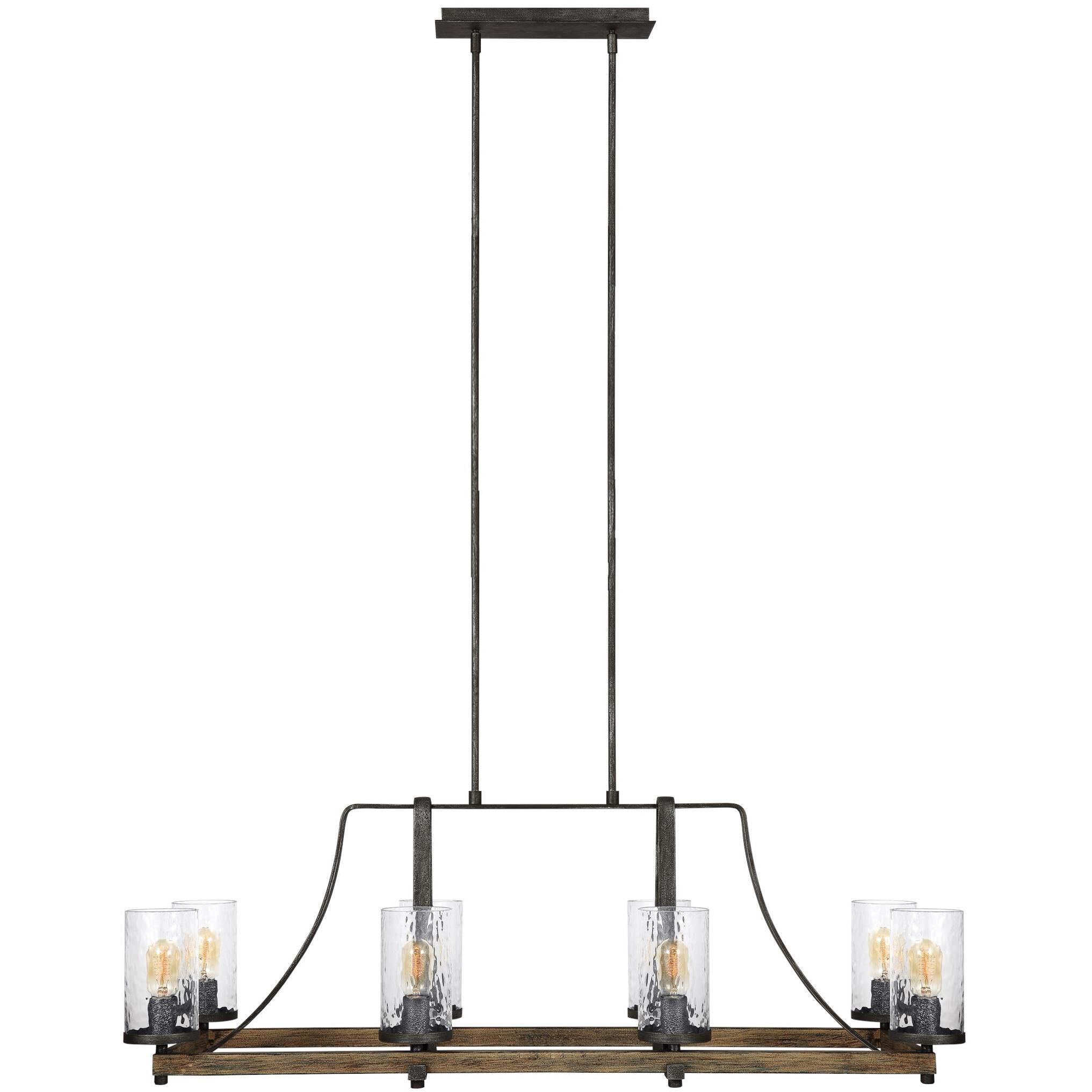 Lanesnoro 8 Light 16 inch Distressed Weathered Oak and Slated Grey Metal Chandelier Ceiling Light