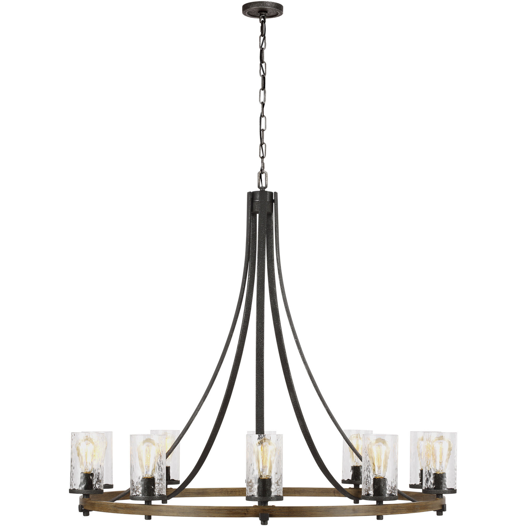 Lanesnoro 10 Light 48.13 inch Distressed Weathered Oak / Slate Grey Metal Chandelier Ceiling Light