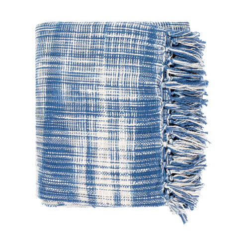 Bartow 60 X 50 inch Bright Blue/Cream Throws, Rectangle