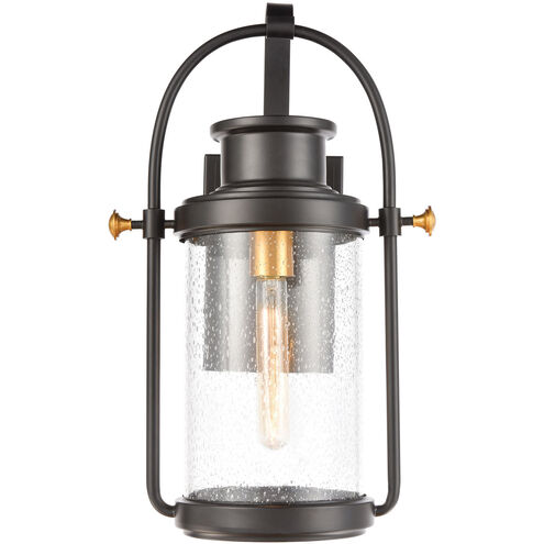 Trenton 1 Light 19 inch Matte Black with Brushed Brass Outdoor Wall Sconce