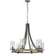 Lanesnoro 6 Light 30.5 inch Distressed Weathered Oak and Slated Grey Metal Chandelier Ceiling Light