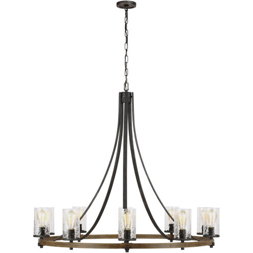 Lanesnoro 10 Light 48.13 inch Distressed Weathered Oak / Slate Grey Metal Chandelier Ceiling Light