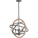 Chandler 4 Light 18 inch Iron and Wood Pendant Ceiling Light