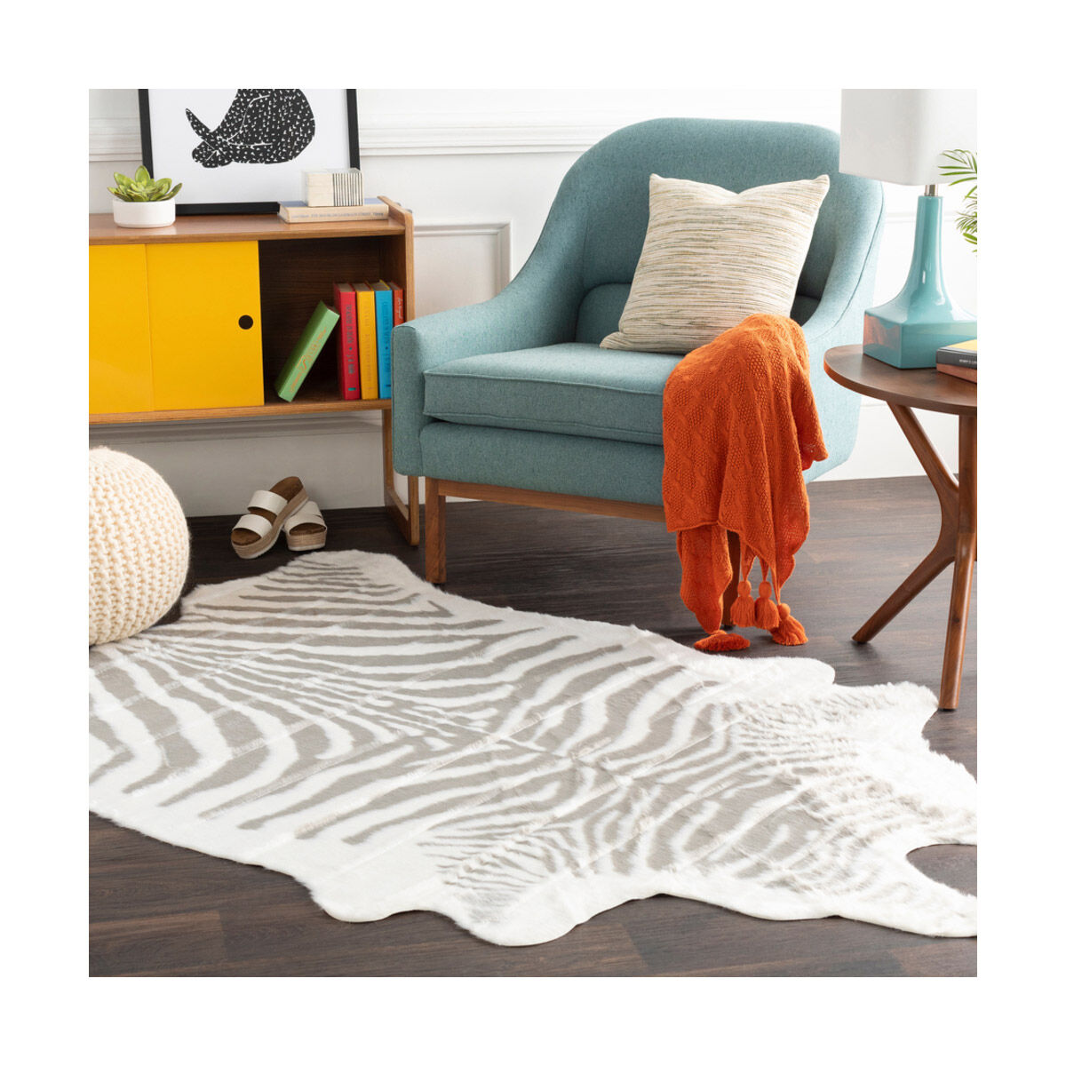 Arabella 78 X 60 inch Medium Gray/White Rugs, Rectangle