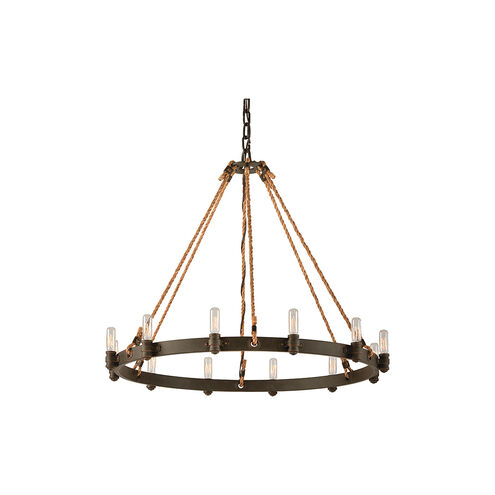 Bergen 12 Light 32 inch Shipyard Bronze Chandelier Ceiling Light