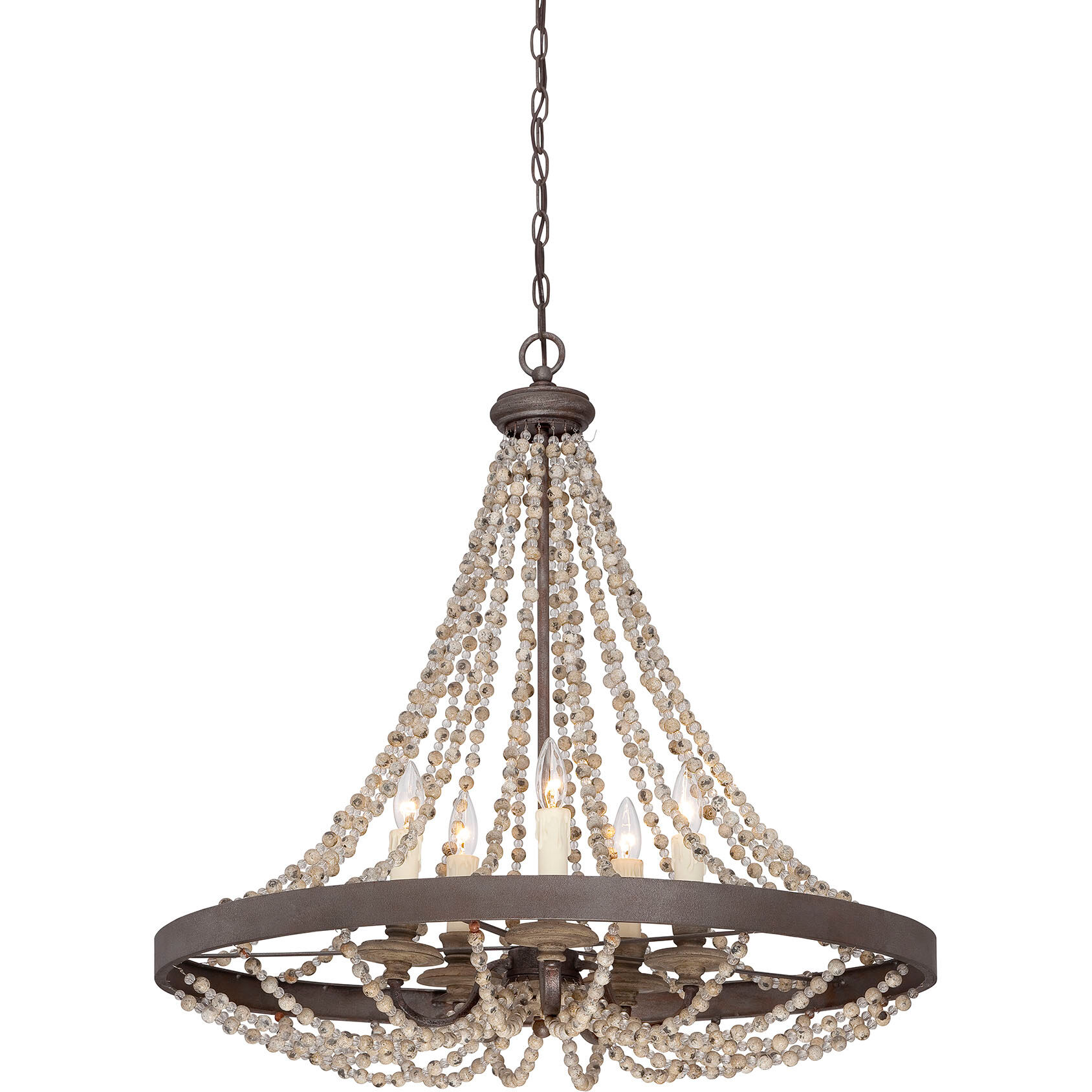 Menard 5 Light 30 inch Fossil Stone Pendant Ceiling Light