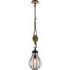 Olive 1 Light 9 inch Vintage Iron With Rustic Wood Pendant Ceiling Light