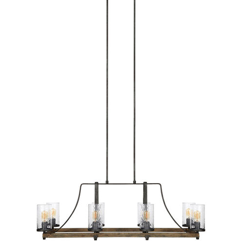 Lanesnoro 8 Light 16 inch Distressed Weathered Oak and Slated Grey Metal Chandelier Ceiling Light