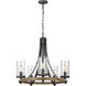 Lanesnoro 5 Light 24 inch Distressed Weathered Oak and Slated Grey Metal Chandelier Ceiling Light