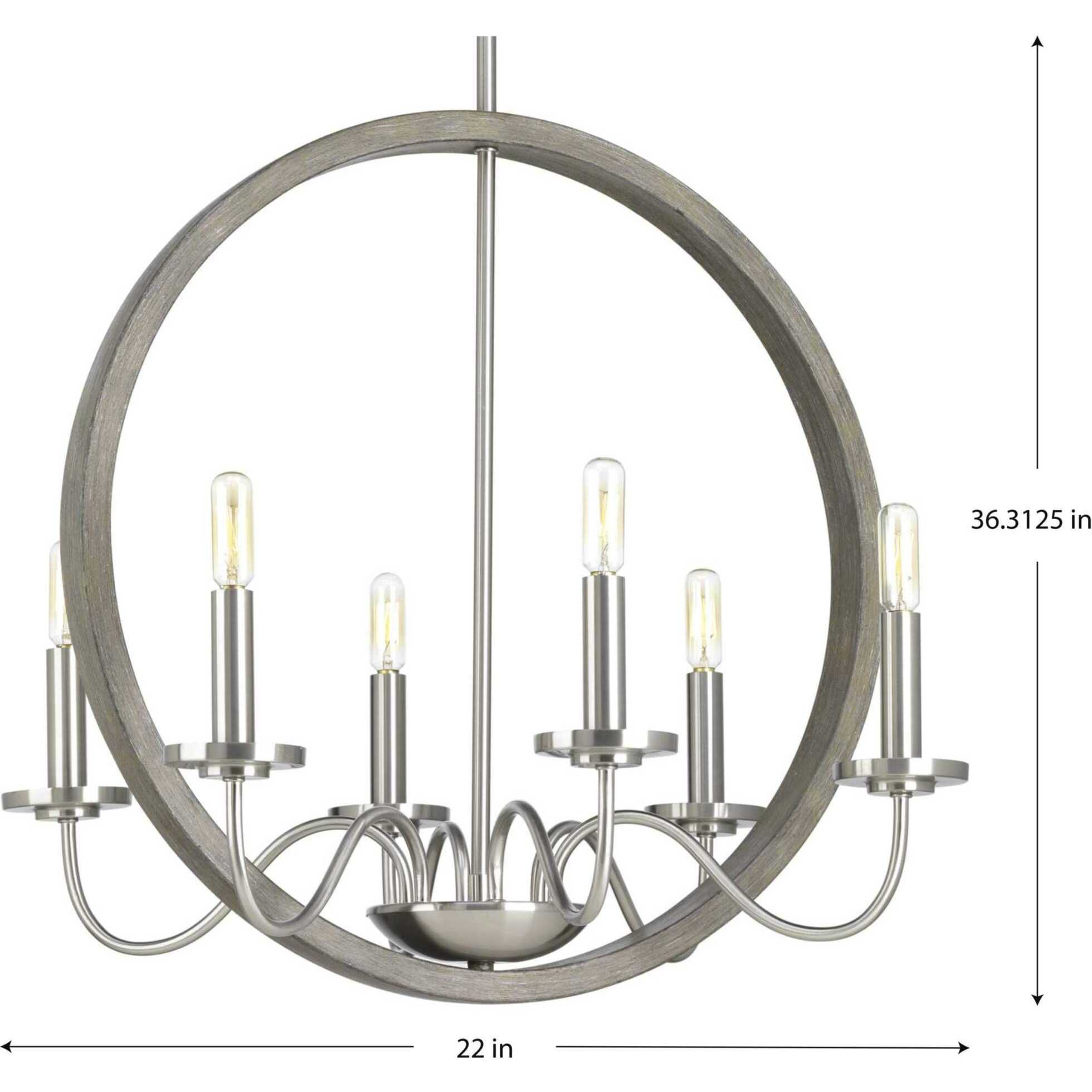 Monteagle 6 Light 22 inch Brushed Nickel Chandelier Ceiling Light, Design Series