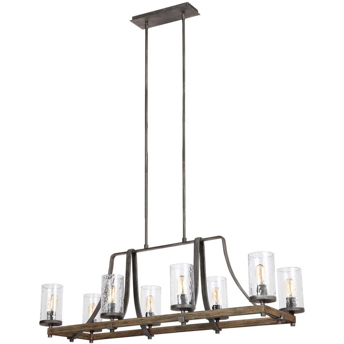 Lanesnoro 8 Light 16 inch Distressed Weathered Oak and Slated Grey Metal Chandelier Ceiling Light