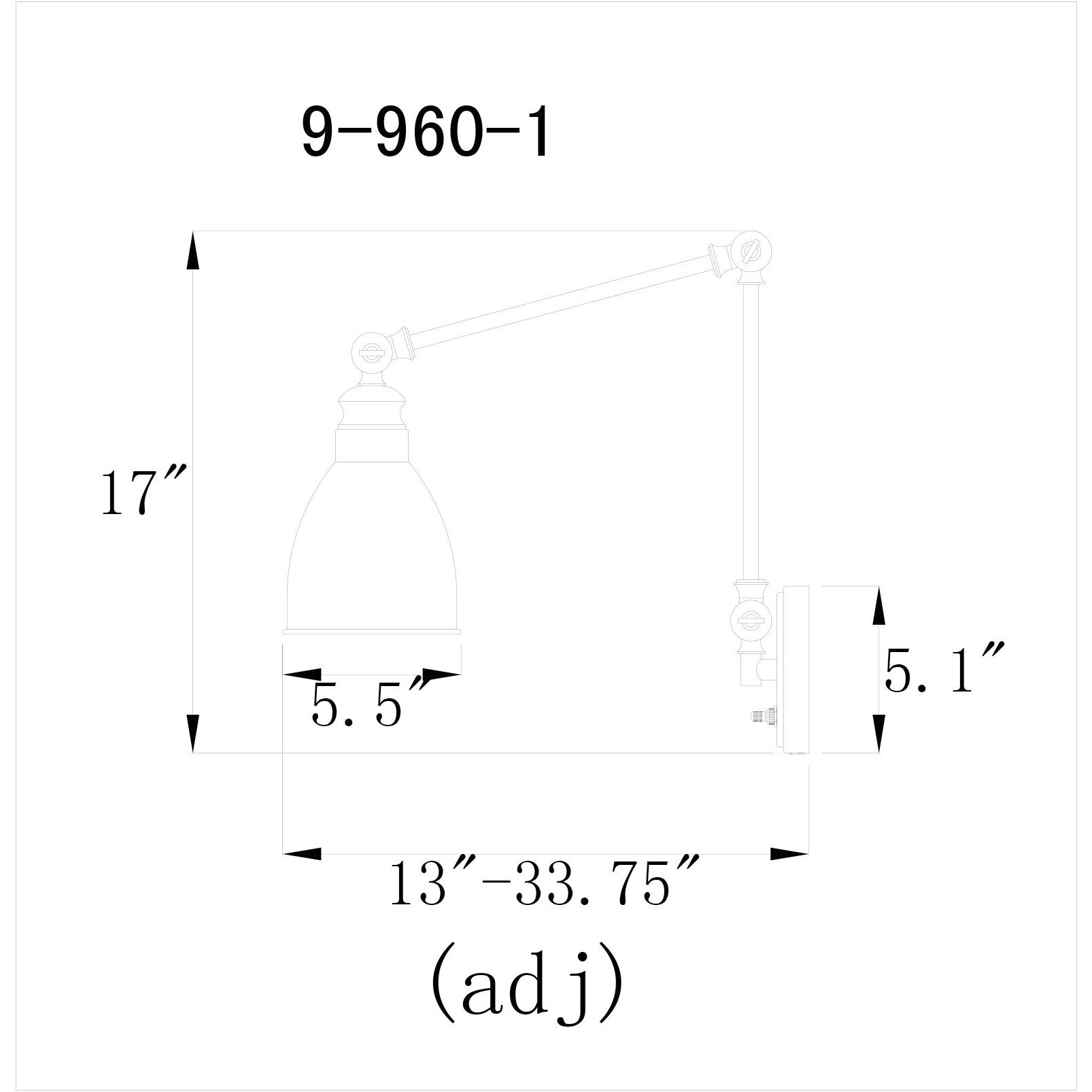 Riverside 33.75 inch 60 watt English Bronze Adjustable Wall Sconce Wall Light, Essentials