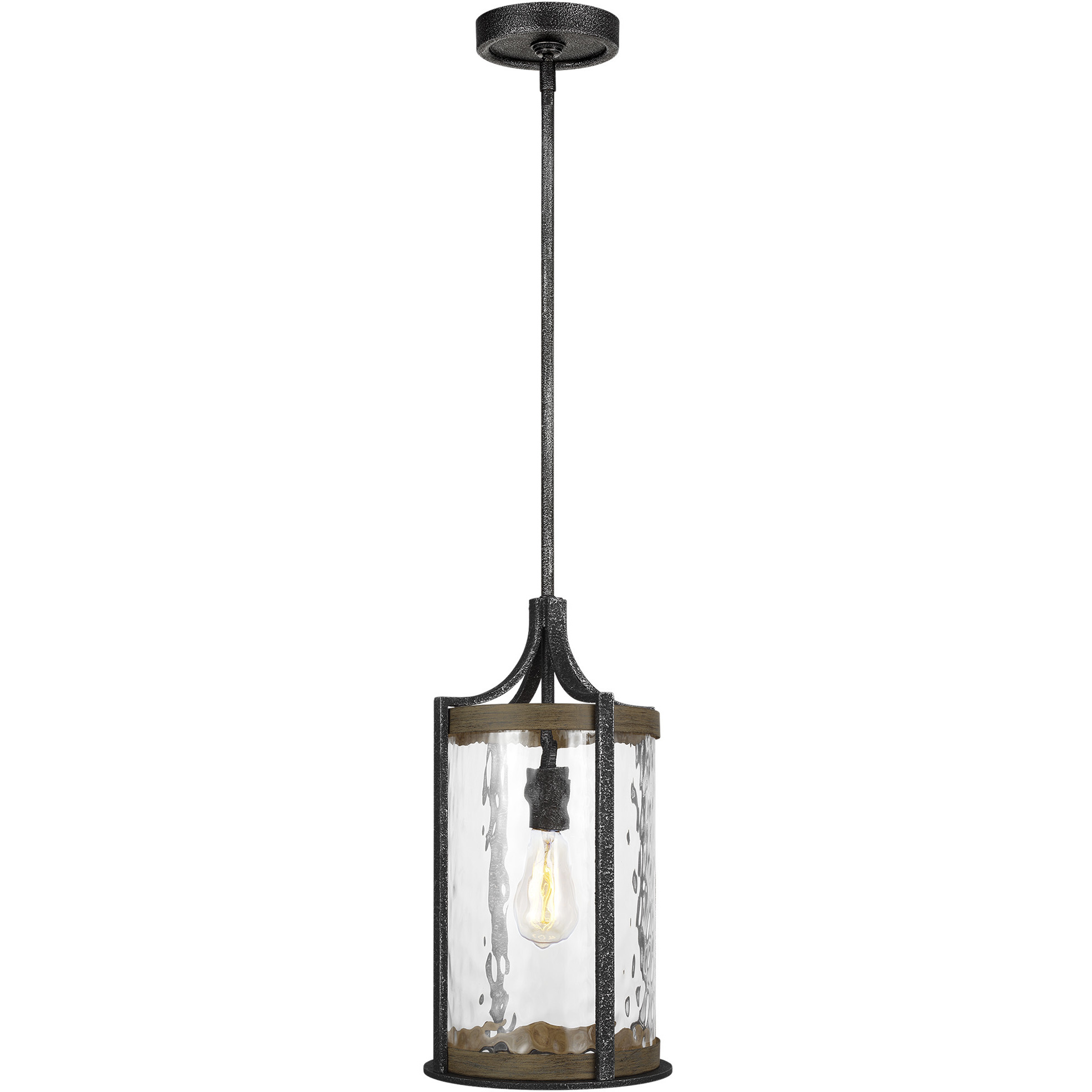 Lanesnoro 1 Light 9.5 inch Distressed Weathered Oak / Slate Grey Metal Pendant Ceiling Light
