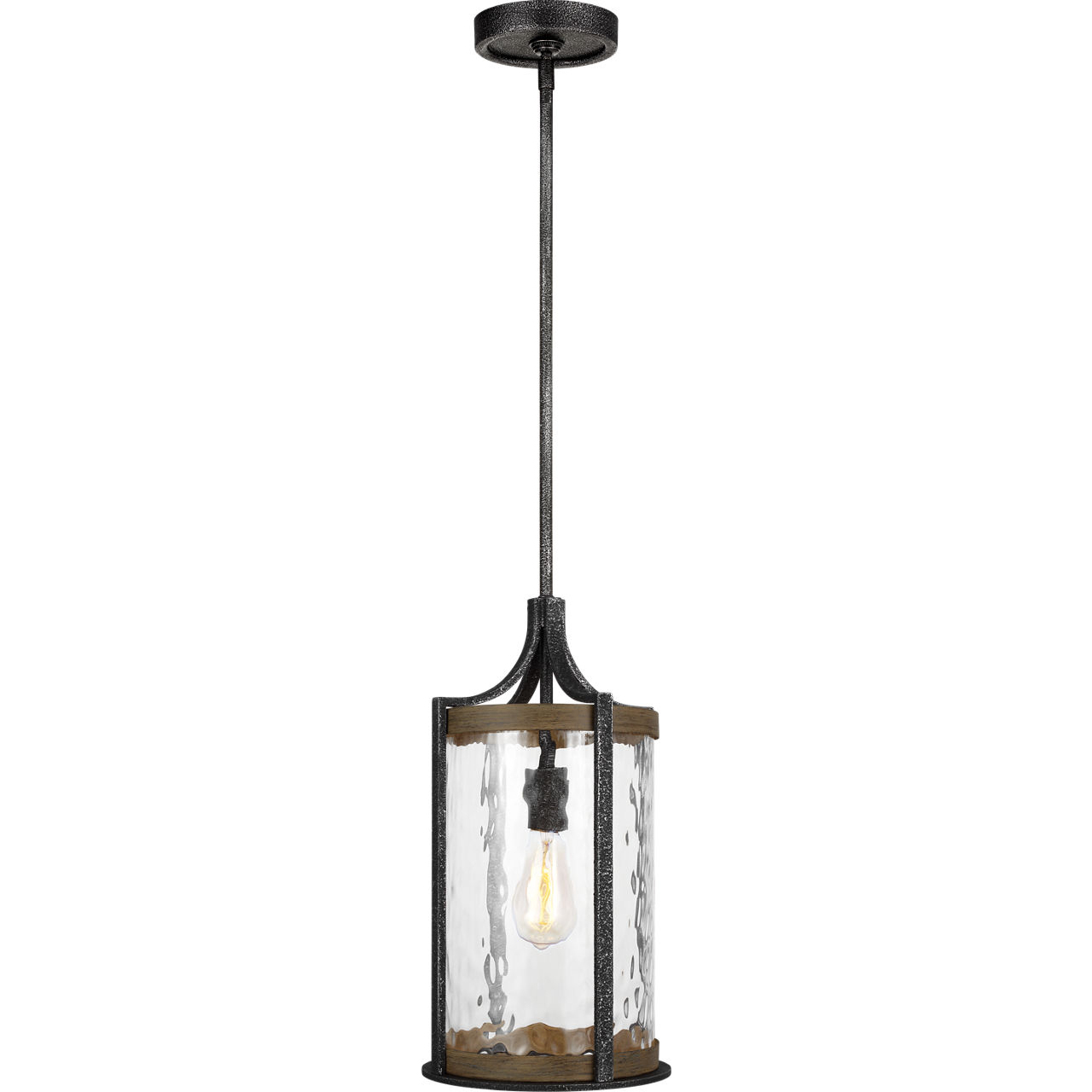 Lanesnoro 1 Light 9.5 inch Distressed Weathered Oak / Slate Grey Metal Pendant Ceiling Light
