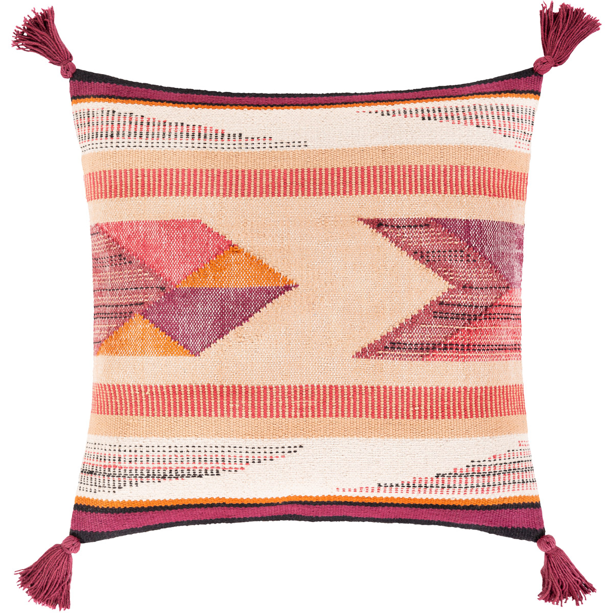 Forest 20 X 20 inch Burgundy/Cream/Camel/Dark Red/Black/Burnt Orange Pillow Cover
