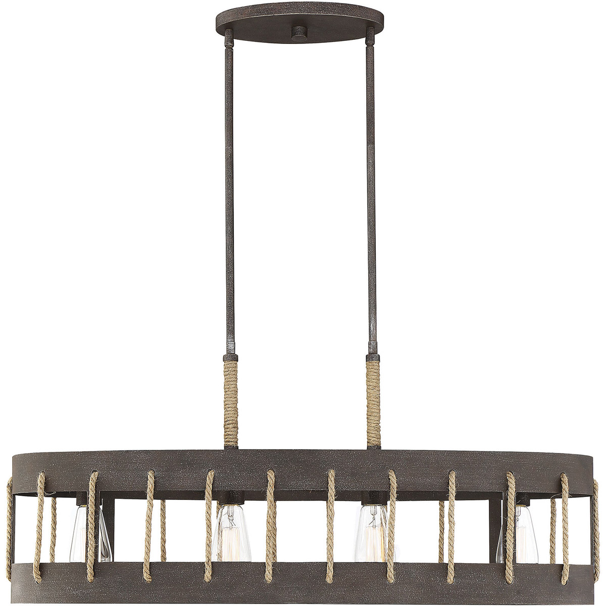 Little River 4 Light 36.13 inch Artisan Rust Linear Chandelier Ceiling Light