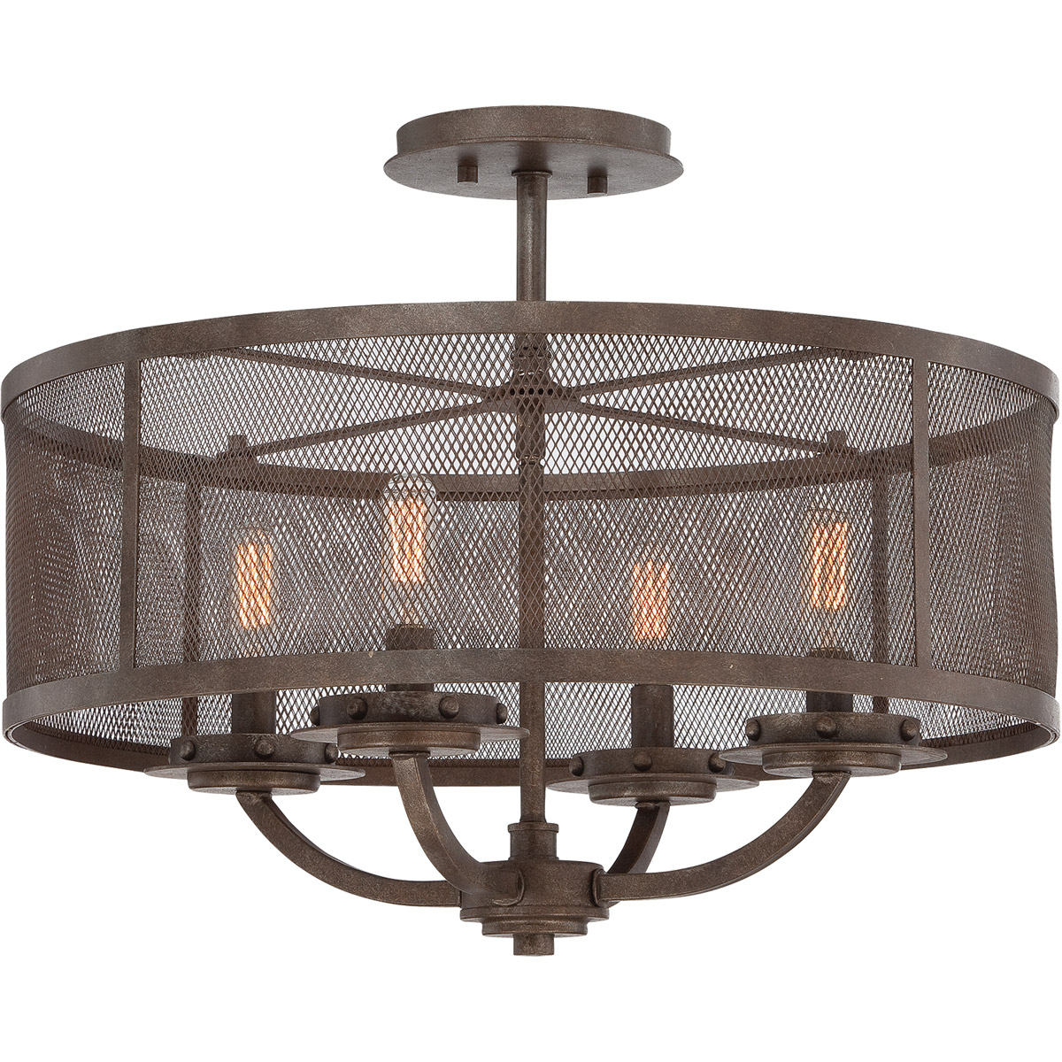 Thayer 4 Light 20 inch Galaxy Bronze Semi-Flush Ceiling Light, Convertible