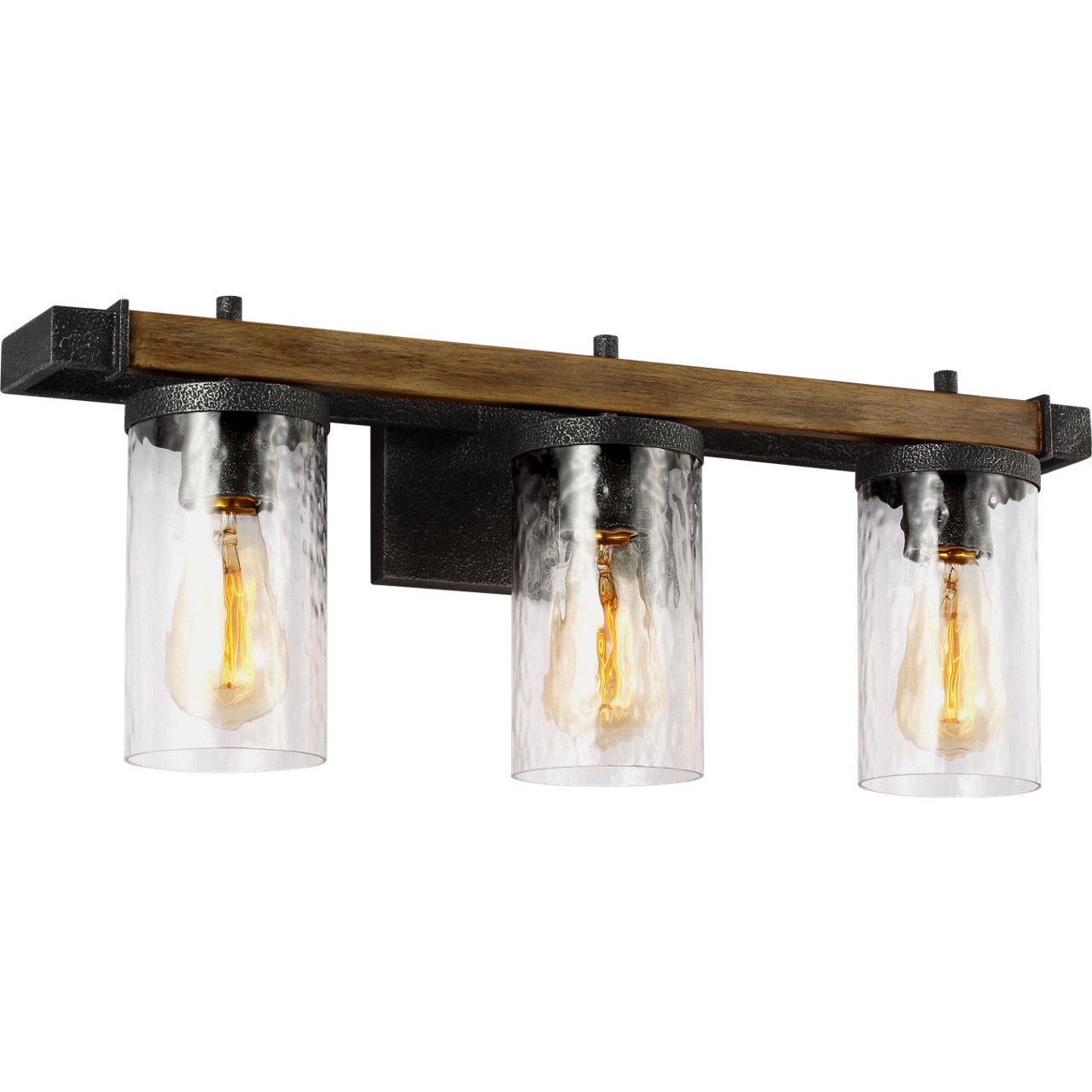 Lanesnoro 3 Light 24.25 inch Distressed Weathered Oak / Slate Grey Metal Wall Bath Vanity Wall Light