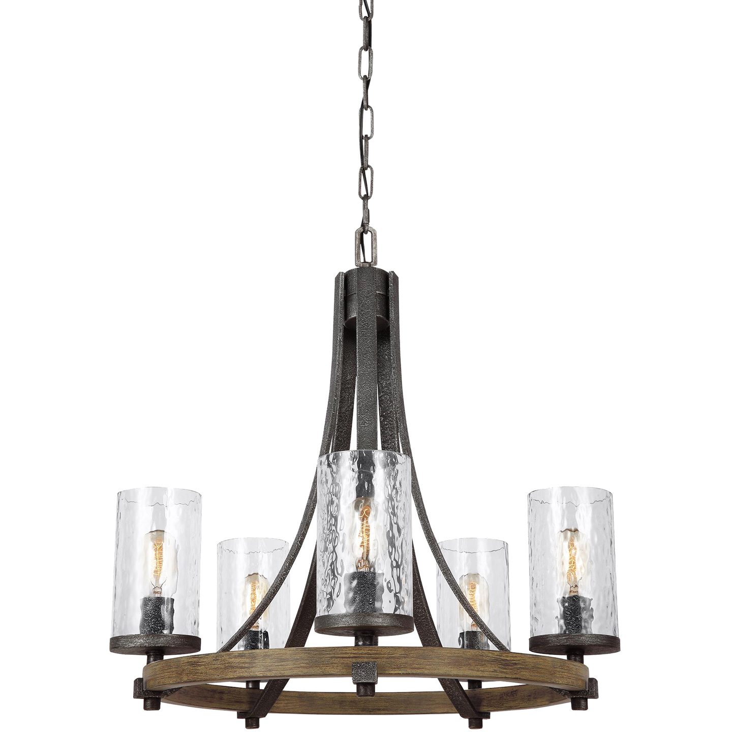 Lanesnoro 5 Light 24 inch Distressed Weathered Oak and Slated Grey Metal Chandelier Ceiling Light