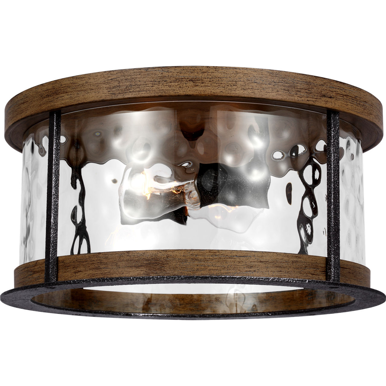 Lanesnoro 2 Light 13.75 inch Distressed Weathered Oak / Slate Grey Metal Flush Mount Ceiling Light