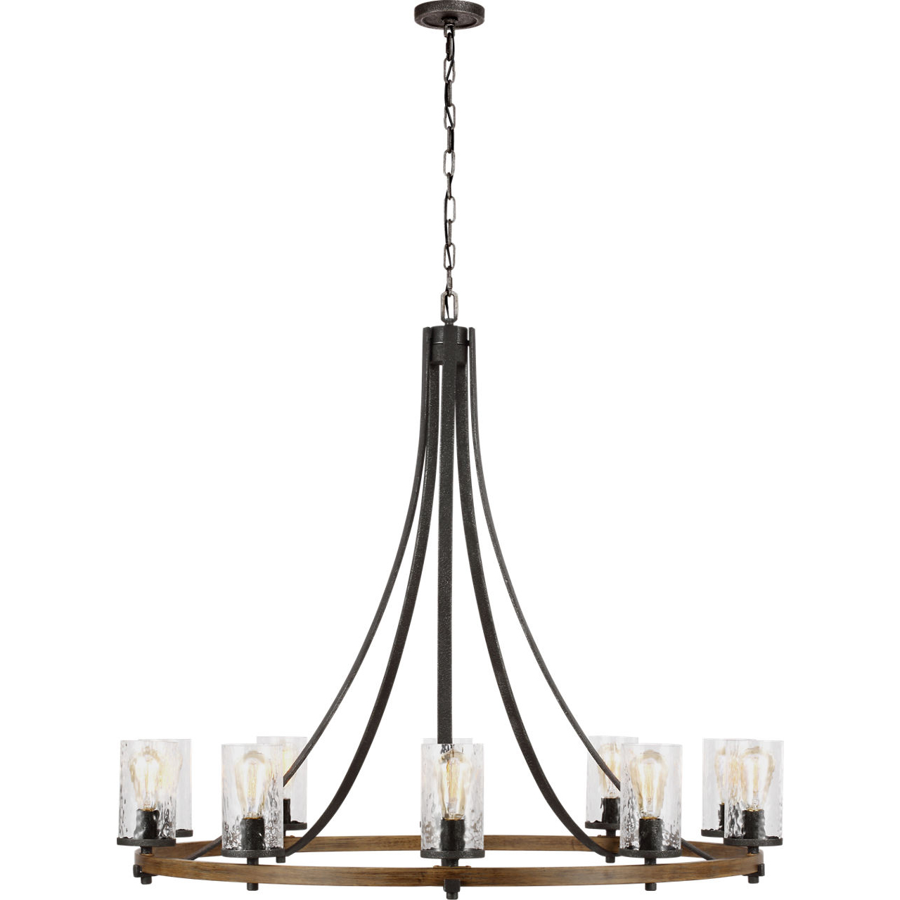 Lanesnoro 10 Light 48.13 inch Distressed Weathered Oak / Slate Grey Metal Chandelier Ceiling Light