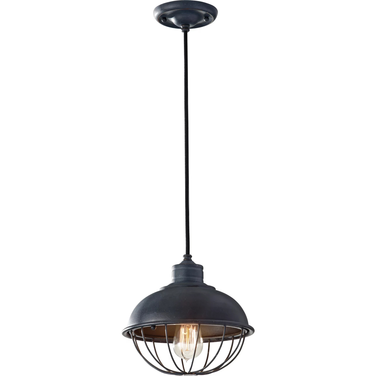Burke 1 Light 10 inch Antique Forged Iron Pendant Ceiling Light